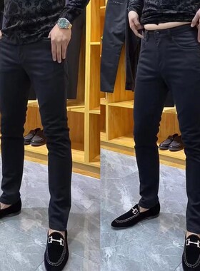 66116春秋新款男士黑色牛仔裤潮流百搭长裤弹力帅气秋装裤子气质