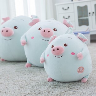 猪头羽绒棉软体娃娃哼哼猪公仔毛绒玩具哞哞牛圆球抱枕生日礼物女