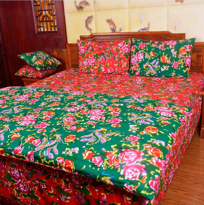 中式复古全棉加厚印花喜庆四件套床品套件 床上用品被套-可定制,床上用品,套件定制,淘宝优惠券,粉丝福利购,淘宝优惠卷