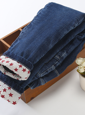 女童棉裤外穿三层加绒加厚北方儿童女裤冬2021新款洋气大童牛仔裤