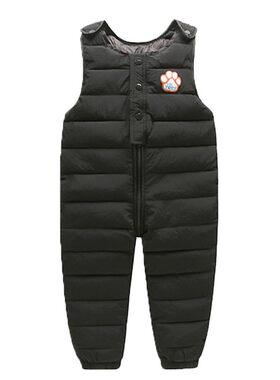 冬装宝宝羽绒背带裤儿童爬服男童婴儿羽绒裤女童加厚保暖绒连体衣