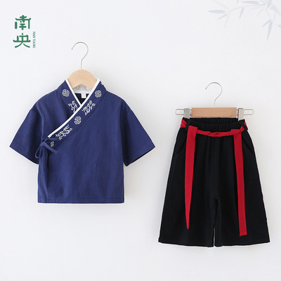 男童汉服夏季薄款演出服儿童中国风改良古装宝宝唐装短袖套装六一