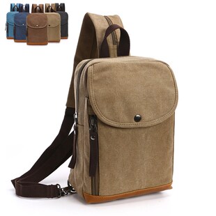 帆布双肩包小型休闲多功能背包女款单肩双肩两用男士胸包斜挎包男