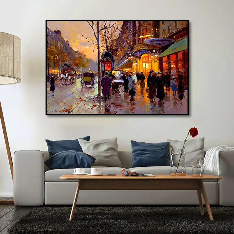 数字油画diy填充手工画减压涂色风景装饰画填色手绘客厅油彩挂画