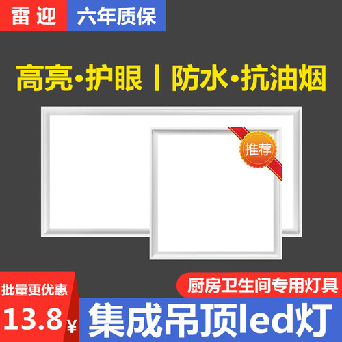 集成吊顶led灯卫生间铝扣板厨房灯300x300方灯30x60平板灯600x600