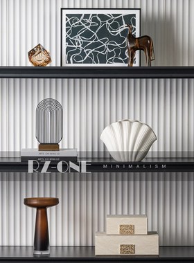 意式轻奢风样板间高级感玄关书架书柜桌面酒店卧室套房柜软装摆件