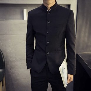 民国中山装男装中山服男青年修身复古学生装五四青年装唐装表演服