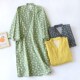 系绳浴袍家居服夏 纯棉纱布中长款 日式 V领斜襟和服睡袍女春秋薄款