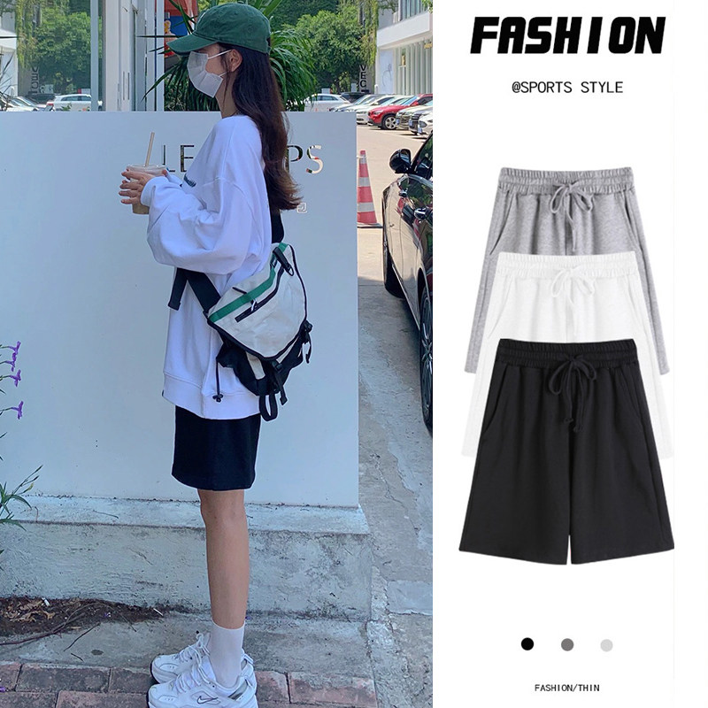 黑色运动短裤女夏季薄款2023新款宽松直筒休闲阔腿中裤高腰五分裤,女装/女士精品,休闲裤,淘宝优惠券,粉丝福利购,淘宝优惠卷