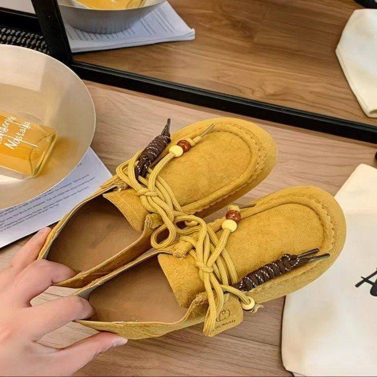 百搭女鞋厚底勃肯鞋2025新款春秋季平底复古休闲单鞋一脚蹬豆豆鞋,女鞋,乐福鞋（豆豆鞋）,淘宝优惠券,粉丝福利购,淘宝优惠卷