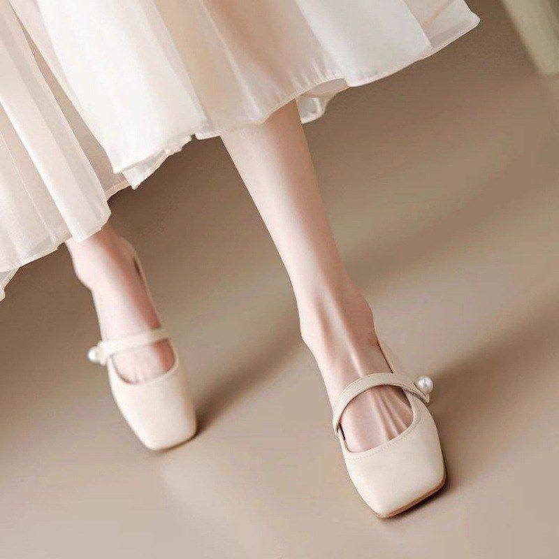 单鞋女平底鞋2025春季新款法式一字带玛丽珍鞋晚晚风配裙子小皮鞋,女鞋,乐福鞋（豆豆鞋）,淘宝优惠券,粉丝福利购,淘宝优惠卷