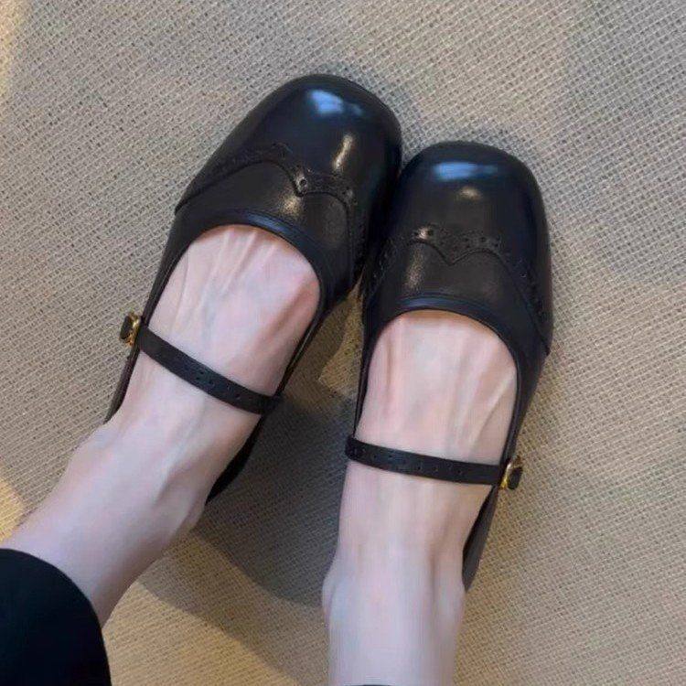 2025春秋新款法式复古浅口小单鞋女圆头平底粉色玛丽珍鞋一字扣带,女鞋,帆布鞋,淘宝优惠券,粉丝福利购,淘宝优惠卷