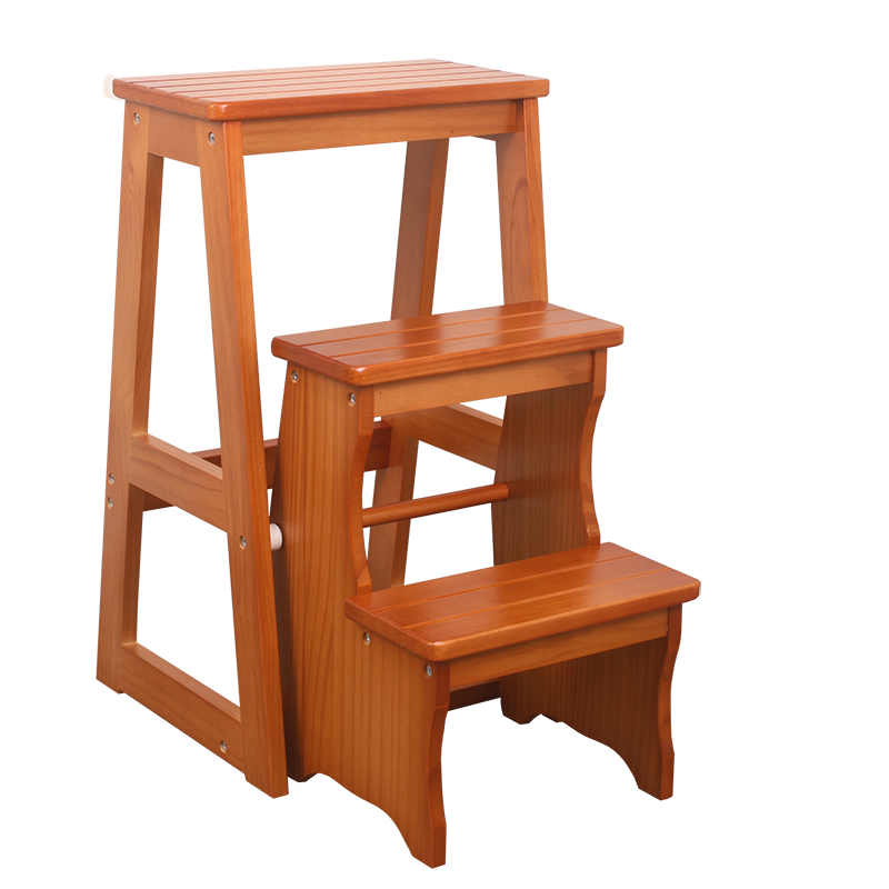木制三层梯凳台阶l梯子家用木梯折叠梯椅两用椅子花架凳梯多用蹬