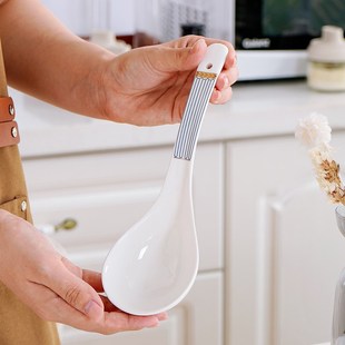 欧式骨瓷大汤勺家用汤匙长柄粥勺陶瓷大勺子餐具勺瓷W器勺盛汤瓷