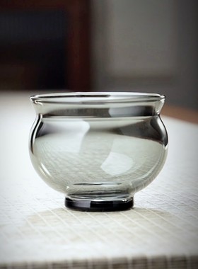 全度玻璃主人杯烟灰色高硼硅耐高温G手工耐热小茶杯泡茶杯品茗杯