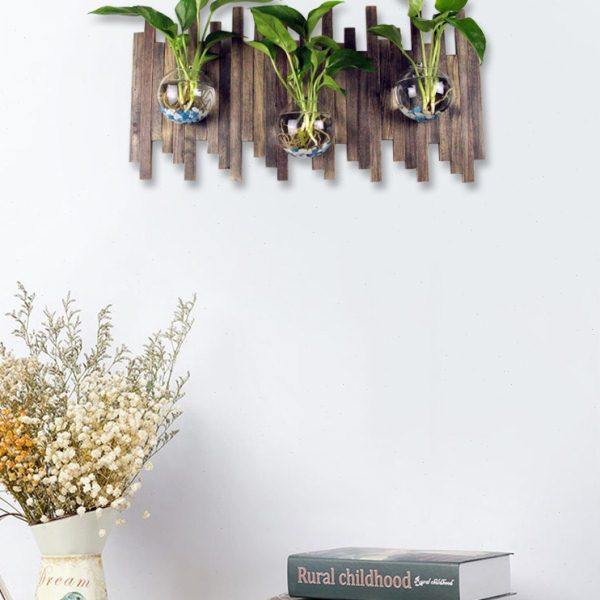 复古做旧壁饰木质挂件水培玻璃花插家居玄关墙上装饰品创意花架,家居饰品,壁饰,淘宝优惠券,粉丝福利购,淘宝优惠卷