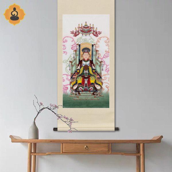 工笔人物国画金母西王母娘娘画像水陆画玄关书房中式画轴卷轴挂画,家居饰品,国画,淘宝优惠券,粉丝福利购,淘宝优惠卷