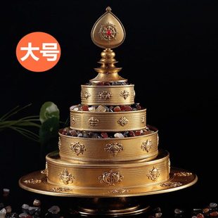 五明佛曼茶盘八吉祥金刚曼扎盘十字杵纯铜带托盘大号佛品用品学院