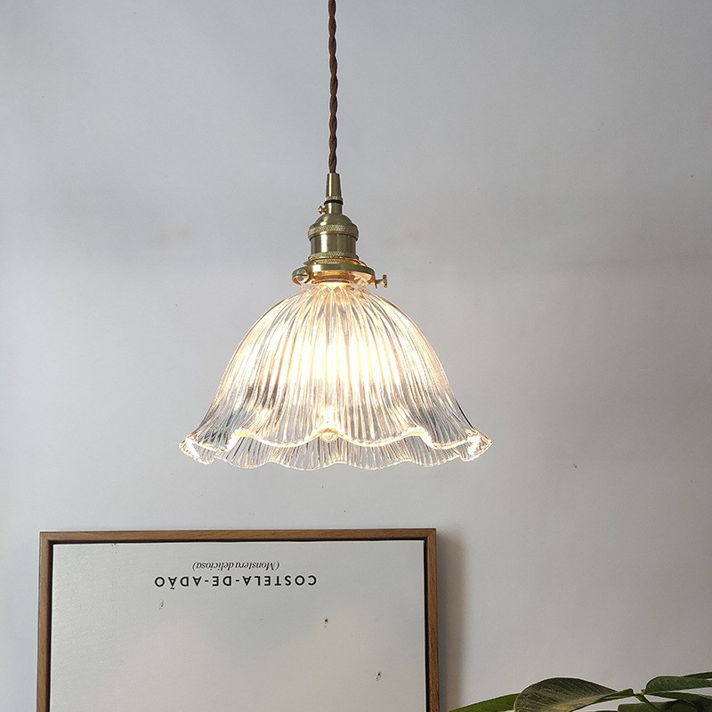 日式黄铜吊灯餐厅客厅咖啡厅w吧台床头灯卧室北欧现代黄铜玻璃吊