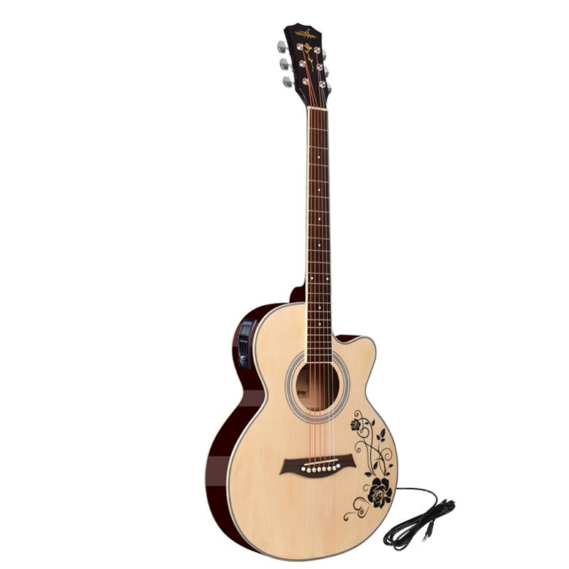 40寸41寸初学者民谣木吉t他缺角新手入门吉它 jita乐器精美滕花