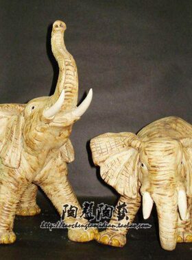 公仔地口天大象聚宝石客厅玄关湾家居摆件工艺陶瓷阳台门