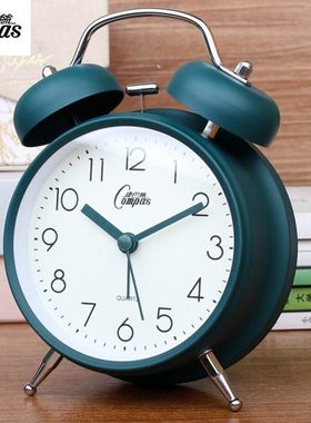 康巴丝超大铃声轻奢闹钟静音懒人起床困难户静音学生老人用金属壳
