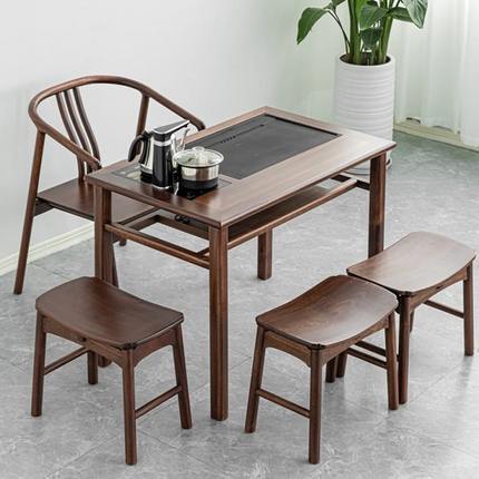 新中式乌檀木茶桌家用实木茶桌椅组合办公室禅意阳台功夫茶桌茶几