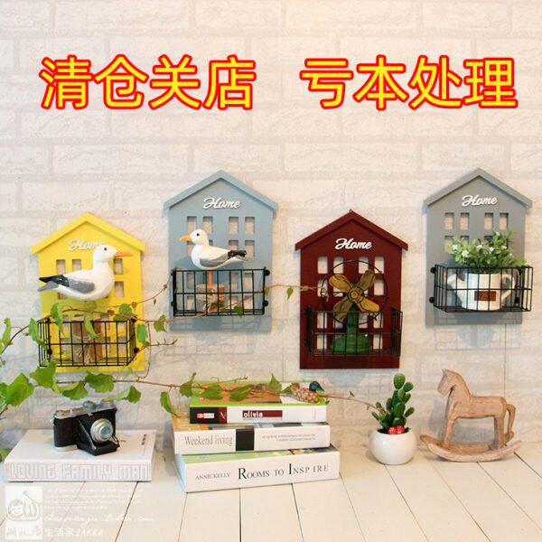 创意墙面幼儿园铁艺置物架上展示屋木制壁挂田园小房收纳民宿装饰