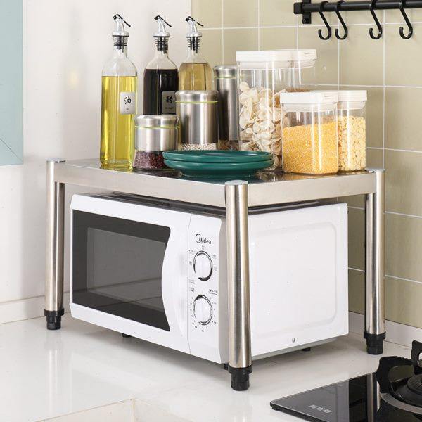 不锈钢厨房置物架台面微波炉收纳架落地一层储物架多功能烤箱架子,厨房/烹饪用具,微波炉置物架,淘宝优惠券,粉丝福利购,淘宝优惠卷