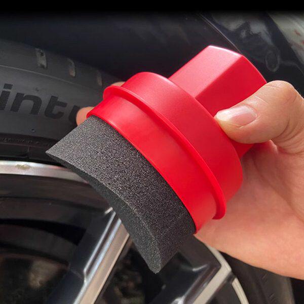 外便捷打蜡弧形汽车轮胎可子海绵MX收纳带盖手柄版轮胎打蜡海绵销
