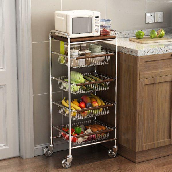 厨房置物架家用收纳储物架子落地多层中古小推车多功能蔬菜篮,厨房/烹饪用具,果蔬置物架/篮/框,淘宝优惠券,粉丝福利购,淘宝优惠卷