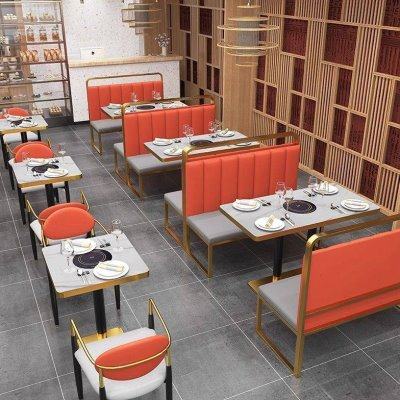 商用铁艺轻奢茶餐厅岩板桌椅西餐咖啡厅烧烤火锅饭店靠墙卡座沙发,商业/办公家具,卡座,淘宝优惠券,粉丝福利购,淘宝优惠卷