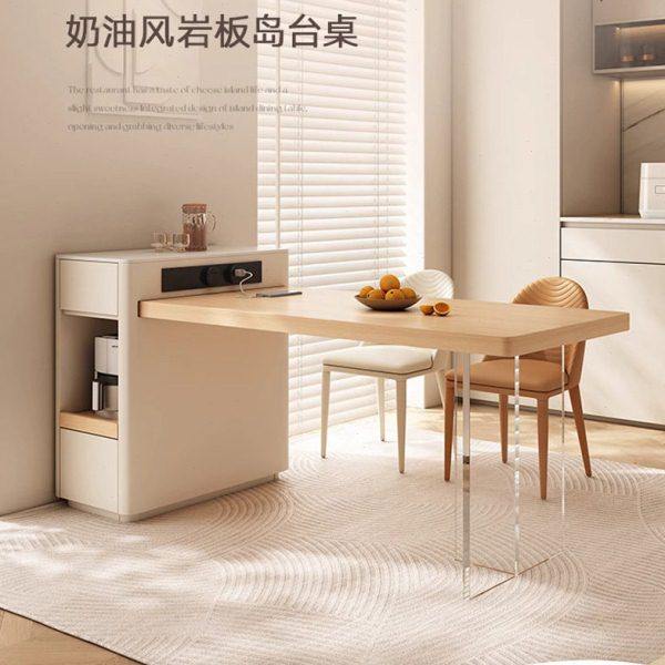 原木岛台餐桌一体奶油风岩板可伸缩实木亚克力小户型2023新款岛台,住宅家具,岛台,淘宝优惠券,粉丝福利购,淘宝优惠卷