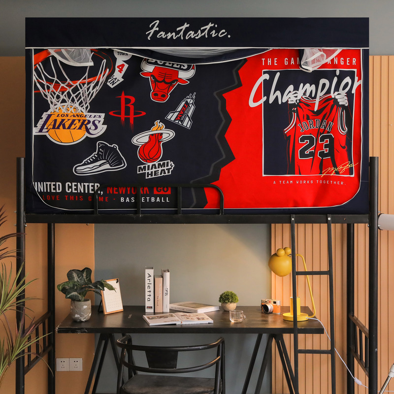 遮光床帘蚊帐一体式学生宿舍上铺布国潮下铺通用防全封Z闭带支架