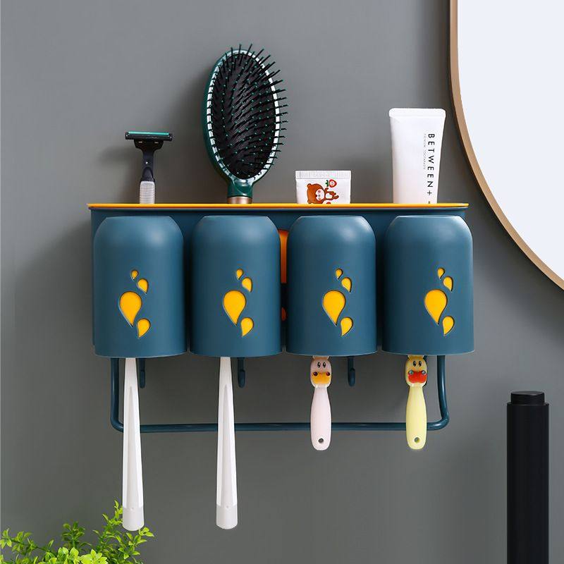 牙刷置物架牙杯挂架刷牙杯挂墙式免打孔漱口杯子架子套装壁挂壁式