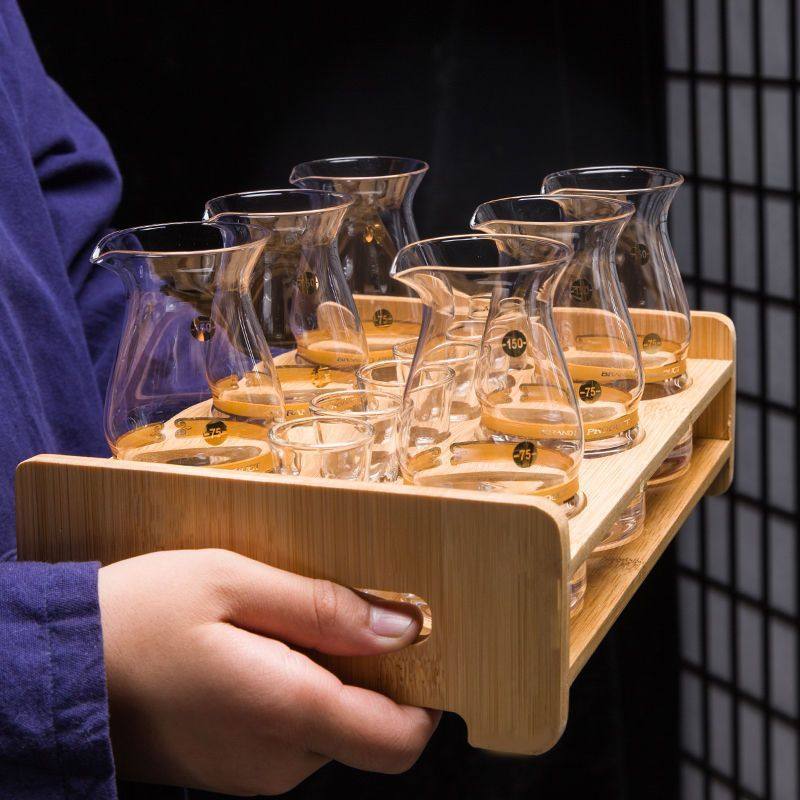 家用水晶玻璃白酒杯烈酒杯酒盅子弹杯分酒器一壶一杯收纳酒具套装