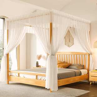 全实木四柱架子床 蚊帐家用1米5单人床主卧双人罩子床1.8米民宿床