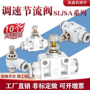 节流阀管道LSA SL气动可调气管快速接头调节调速截流气阀接头螺纹