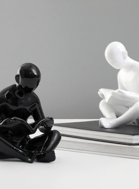 创意现代简约北欧看书小人家居样板房电视柜书房儿童房装饰品摆件