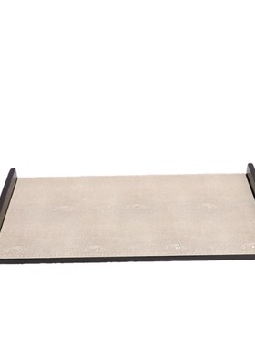 木质皮革托盘工艺品北欧轻奢创意家居样板房间茶具软装饰品盘摆件