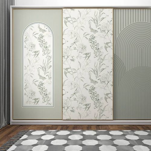 35N衣柜贴纸法式墙纸自粘卧室装饰推拉门贴画移门玻璃门翻新柜子