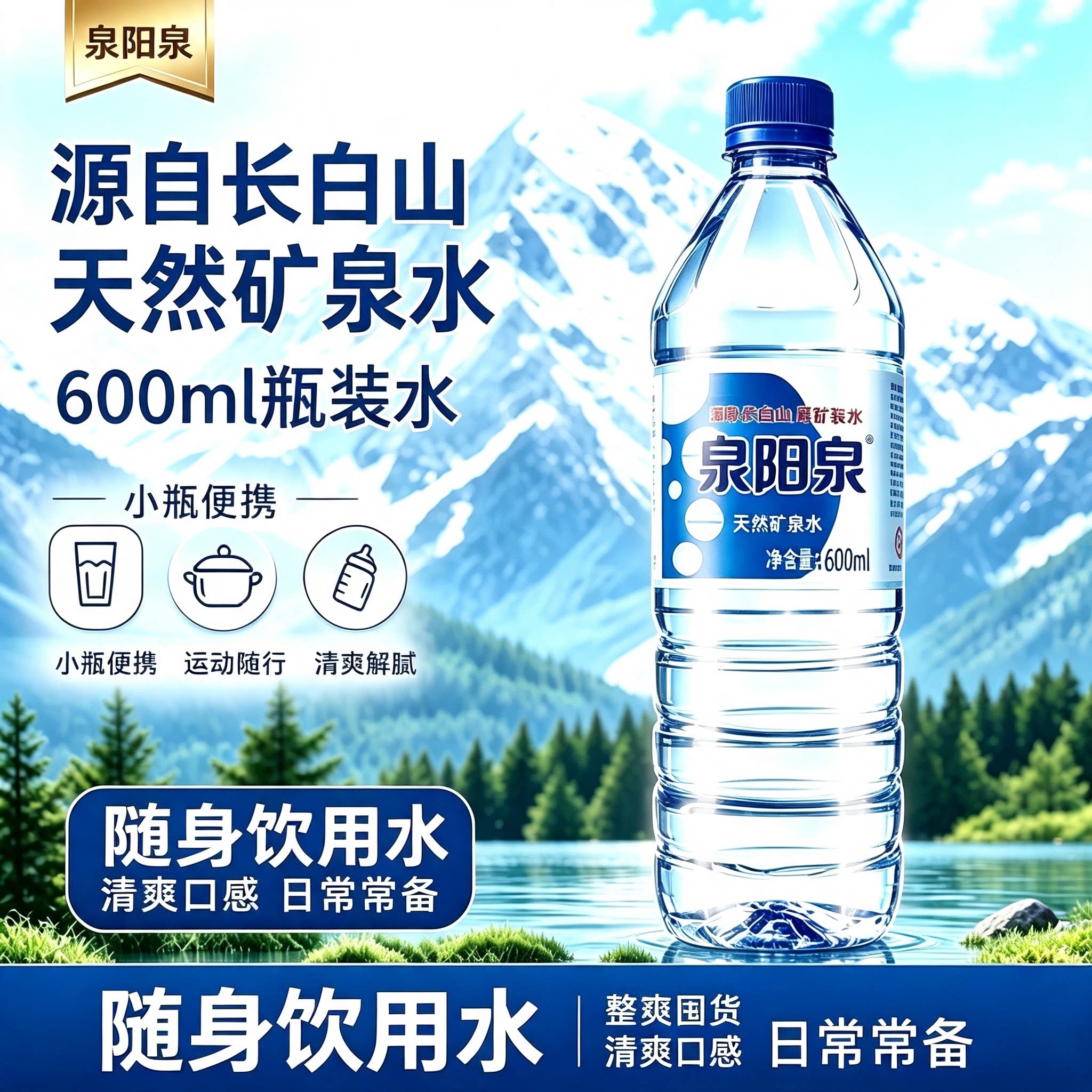 泉阳泉矿泉水天然长白山弱碱性饮用水600ml矿物质水会议用水包邮图片
