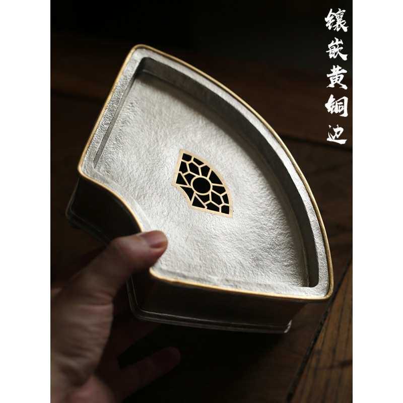潮阳颜吉利 锡壶承锡茶盘 干泡台工夫茶海茶承铜建水壶托