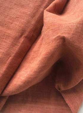 手织布矿物红石头染大地色砖红色茶艺布桌旗门帘软装粗布宽幅40cm