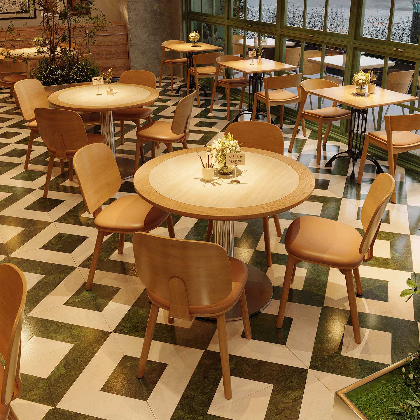 网红西餐厅餐桌椅子一套山野风咖啡厅奶茶店茶楼商用餐饮桌椅组合