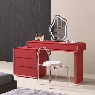 梳妆台烤漆意式极简风卧室储物轻奢化妆桌收纳柜斗柜书桌一体家具