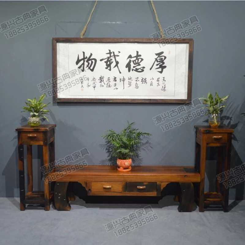 实木电视柜 组合可订做老船木客厅复古多功能柜 老船木柜