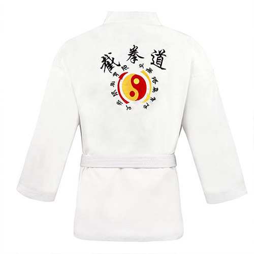 厂家现货李小龙全刺绣截拳道道服男女成人儿童开襟白色涤棉送腰带