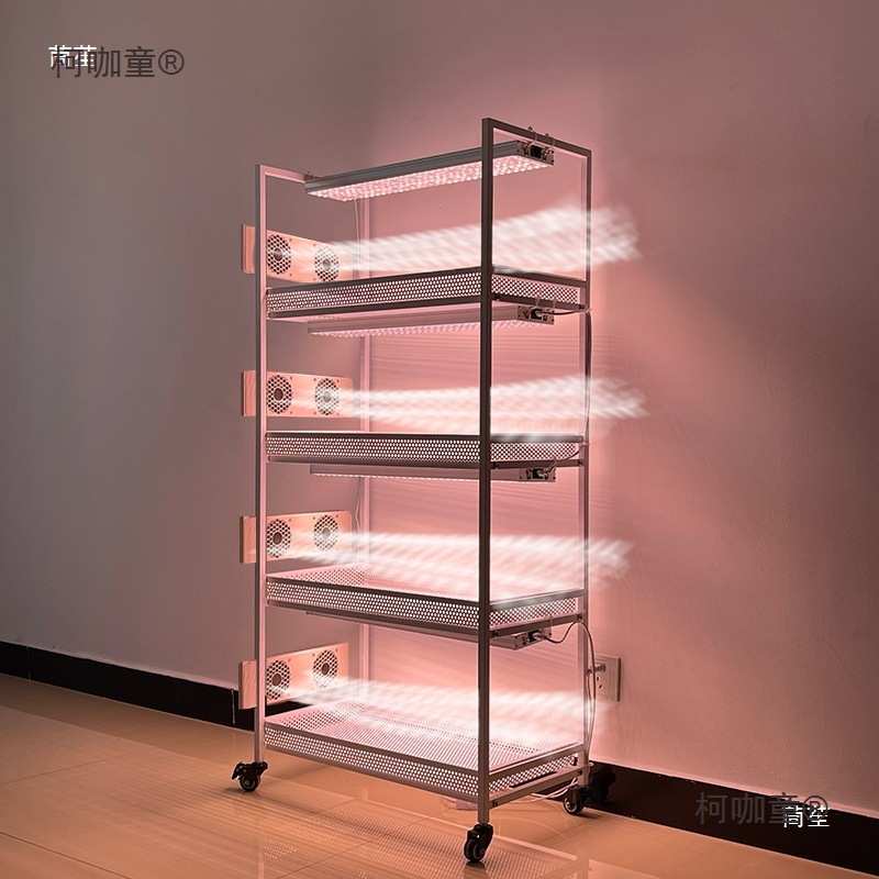 知三月镀锌钢简约多肉小推车花架可选调速风扇和补光灯家用麦太保