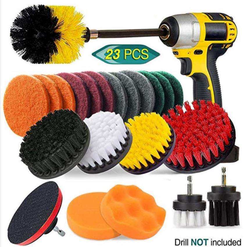 亚马逊热卖电钻刷头多功能23件套汽车轮毂地面瓷砖卫生间清理套装